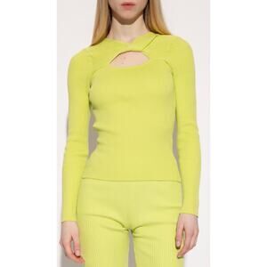 Samsøe Samsøe Everly Twist Front Organic Cotton Lime Green Sweater Size XL